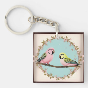 🦜 Tropische Papegaai Paar Tak Charme 🦜 Sleutelhanger