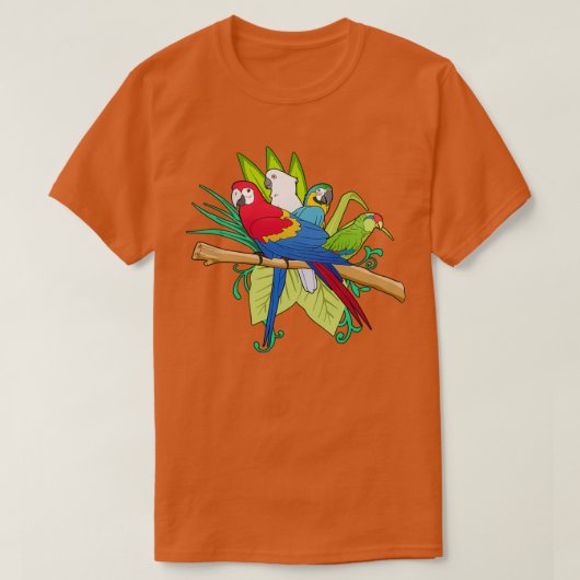 Tropische papegaai-papaver t-shirt (Design voorkant)