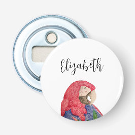 Tropische papegaai Tekening Oerwoud Macaw Button Flesopener