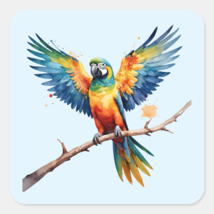 Tropische papegaai vierkante sticker