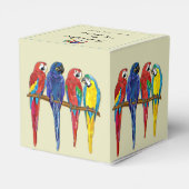 Tropische papegaaien bruiloft bedankdoosjes (Achterkant)