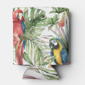 Tropische papegaaien, hibiscus: waterverf. blikjeskoeler (Achterkant)
