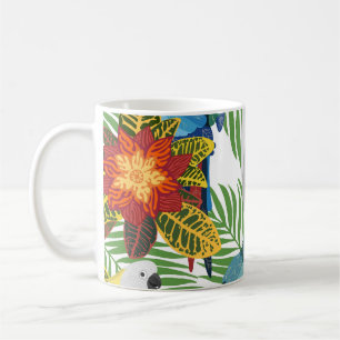 Tropische papegaaien, naadloos patroon. koffiemok
