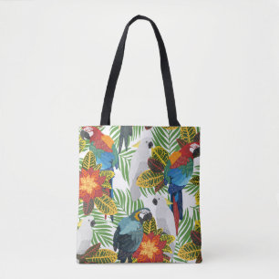 Tropische papegaaien,  naadloos patroon. tote bag
