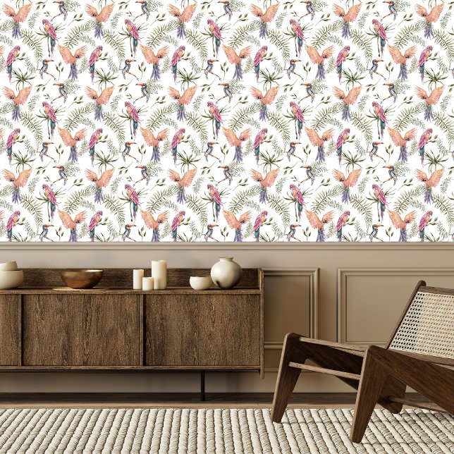 Tropische papegaaien Toucans Vogels Exotische Wate Behang (Creator heeft geüpload)