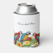 Tropische papegaaien verlaten zomerverblijfnaam blikjeskoeler (Blikje Achterkant)