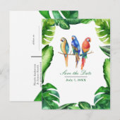 Tropische Papegaaien Vogels & Bladeren Bewaar de d Aankondigingskaart (Voorkant / Achterkant)
