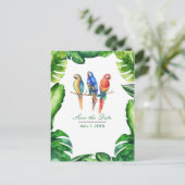 Tropische papegaaien vogels & bladeren Save the Da Aankondigingskaart (Staand voorkant)