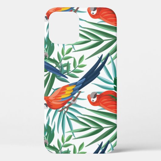 Tropische papegaaien: weelderige palm naadloos Case-Mate iPhone case (Achterkant)