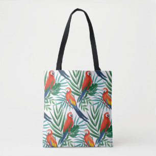 Tropische papegaaien: weelderige palm naadloos tote bag