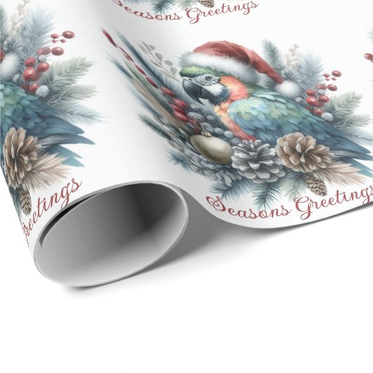 Tropische papegaaienseizoenen Groeten Kerstmis Cadeaupapier (Rol Hoek)