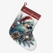 Tropische papegaaienseizoenen Groeten Kerstmis Grote Kerstsok (Voorkant (Hangend))