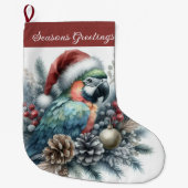 Tropische papegaaienseizoenen Groeten Kerstmis Grote Kerstsok (Voorkant)