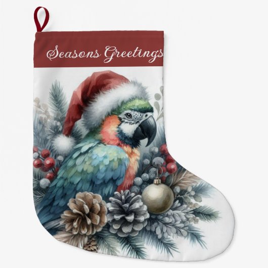 Tropische papegaaienseizoenen Groeten Kerstmis Grote Kerstsok (Voorkant)