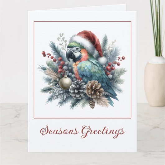 Tropische papegaaienseizoenen Groeten Kerstmis Kaart (Voorkant)
