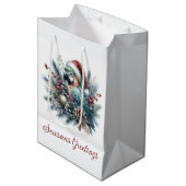 Tropische papegaaienseizoenen Groeten Kerstmis Medium Cadeauzakje (Voorkant Gekanteld)