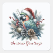 Tropische papegaaienseizoenen Groeten Kerstmis Vierkante Sticker (Voorkant)