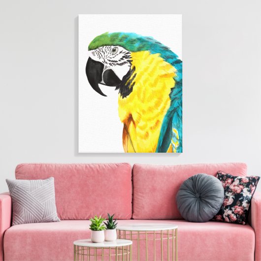 Tropische papegaaivogel canvas afdruk (Insitu (Woonkamer))