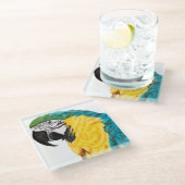 Tropische papegaaivogel glazen onderzetter (Schuin)