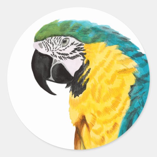 Tropische papegaaivogel ronde sticker (Voorkant)