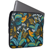 Tropische papegaaivogels en kleurrijk lederpatroon laptop sleeve (Voorkant Rechts)