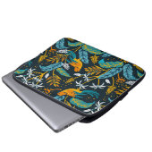 Tropische papegaaivogels en kleurrijk lederpatroon laptop sleeve (Voorkant onderkant)