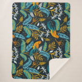 Tropische papegaaivogels en kleurrijk lederpatroon sherpa deken (Voorkant)