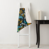 Tropische papegaaivogels en kleurrijk lederpatroon sherpa deken (In situ)