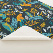 Tropische papegaaivogels en kleurrijk lederpatroon sherpa deken (3/4)