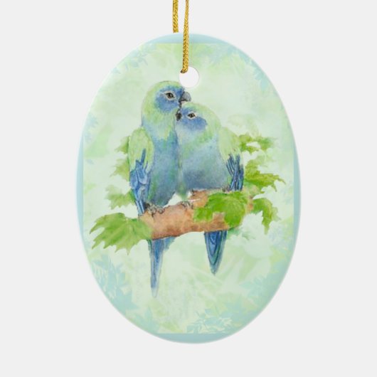 Tropische papegaaivogels met blauwe en groene Wate Keramisch Ornament (Achterkant)