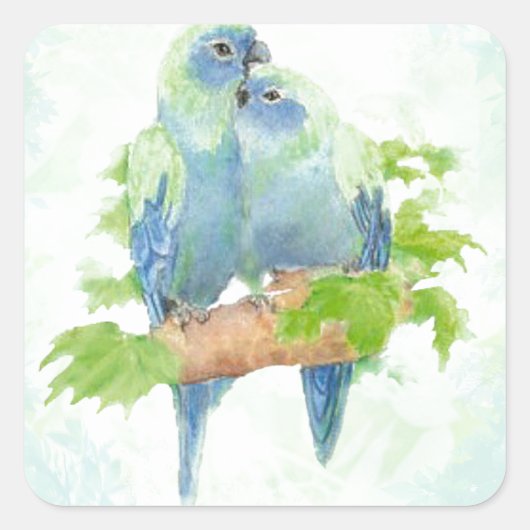 Tropische papegaaivogels met blauwe en groene Wate Vierkante Sticker (Voorkant)