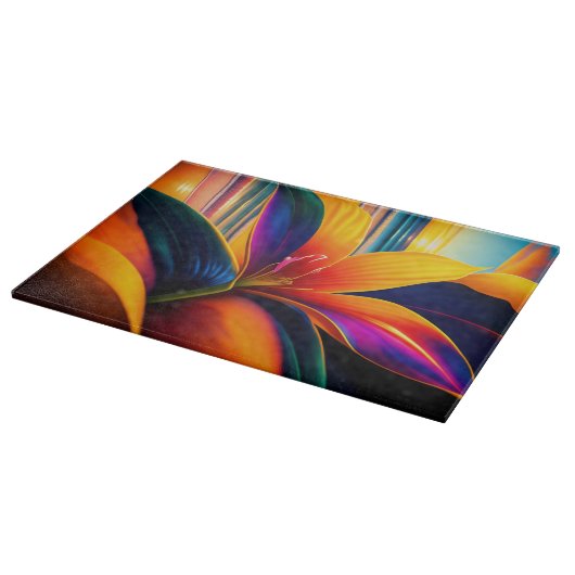 Tropische paradijsbloemen snijplank (Hoek)