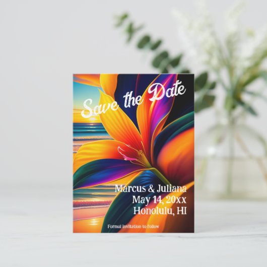 Tropische paradijsbloemen sparen de Datum Briefkaart (Staand voorkant)