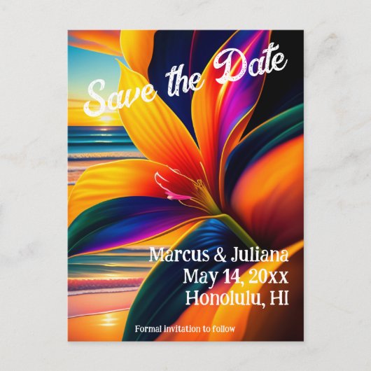 Tropische paradijsbloemen sparen de Datum Briefkaart (Voorkant)