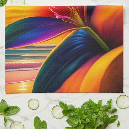 Tropische paradijsbloemen theedoek (Gevouwen)