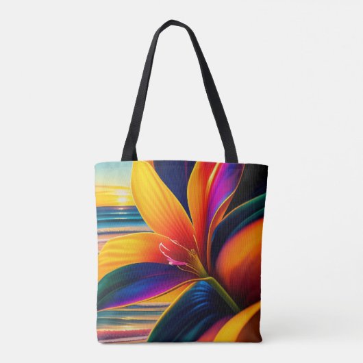 Tropische paradijsbloemen tote bag (Achterkant)
