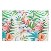 Tropische paradijse Flamingo Flowers Leaves Kussensloop (Achterkant-Links)