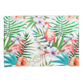 Tropische paradijse Flamingo Flowers Leaves Kussensloop (Voorkant-Rechts)