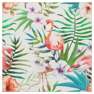 Tropische paradijse Flamingo Flowers Leaves Stof