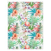 Tropische paradijse Flamingo Flowers Leaves Tafelkleed (Voorkant)