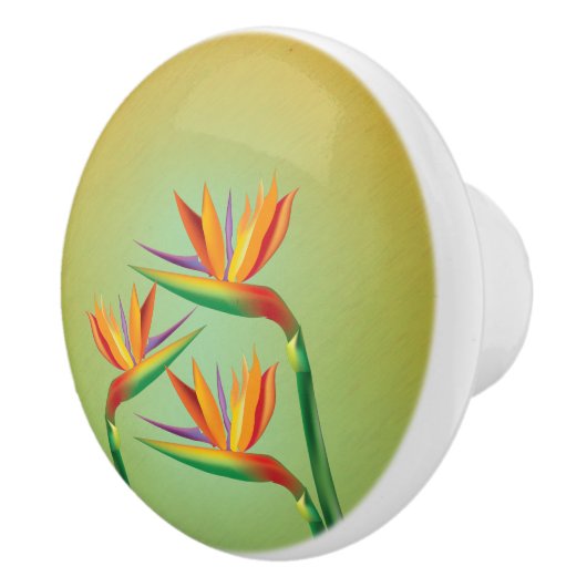 Tropische paradijsvogel Bloemen Keramische Knop (Rechts)