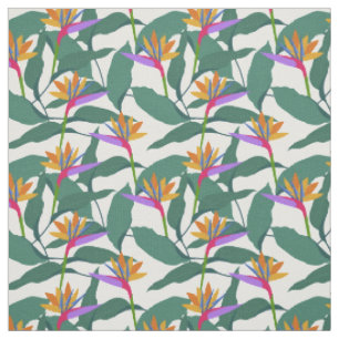 Tropische paradijsvogel bloempatroon stof