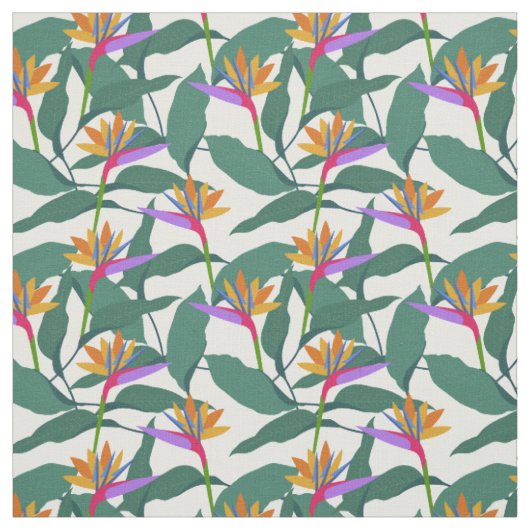 Tropische paradijsvogel bloempatroon stof (Swatch)