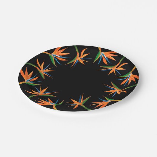 Tropische Paradijsvogel Botanische Bloemmotief Papieren Bordje (Gekanteld)