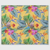 Tropische paradijsvogel en orchidee zomertuin cadeaupapier (Vlak)