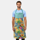 Tropische paradijsvogel en orchidee zomertuin schort (Gedragen)