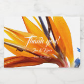 Tropische Paradijsvogel Floral Wedding Bedankt Sparkling Wijnetiket (Enkel label)