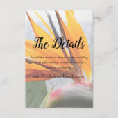 Tropische Paradijsvogel Floral Wedding Details Informatiekaartje (Voorkant)