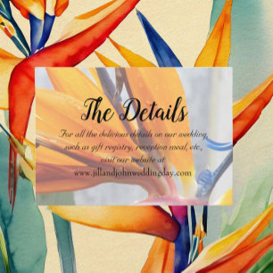 Tropische Paradijsvogel Floral Wedding Details Informatiekaartje