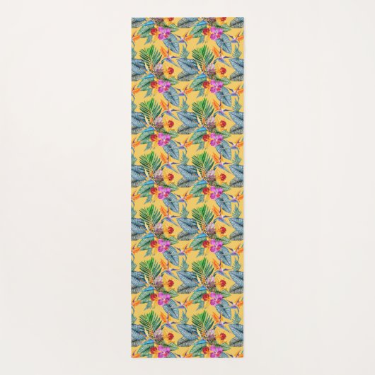 Tropische paradijsvogel & orchidee zomertuin yogamat (Achterkant)
